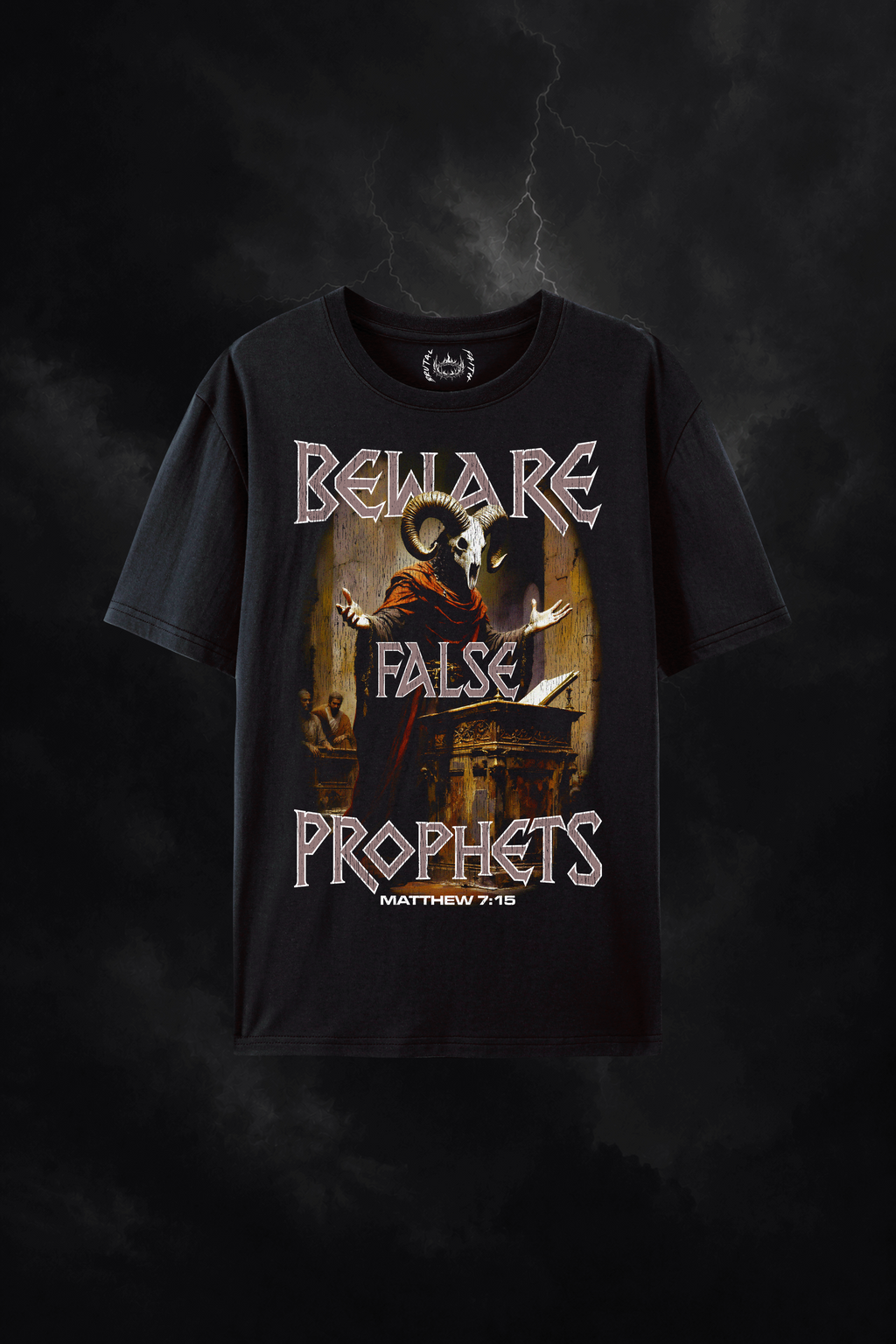 Beware False Prophets shirt -black front view
