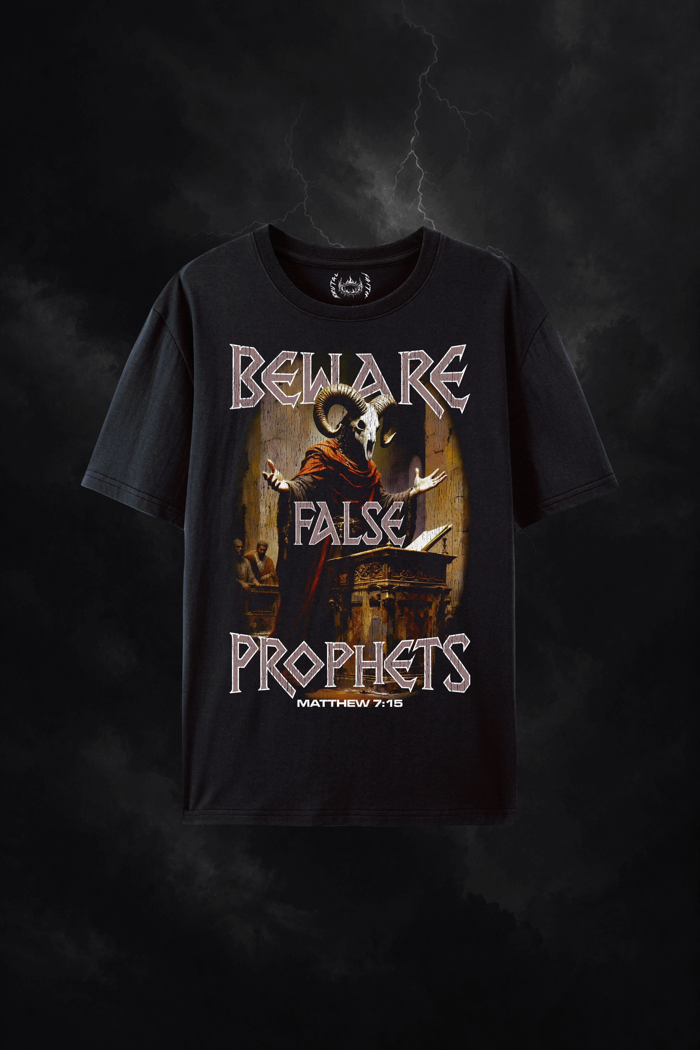Beware False Prophets shirt -black front view