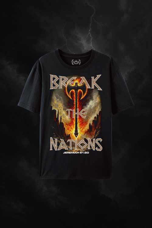 Break the Nations shirt -black front view