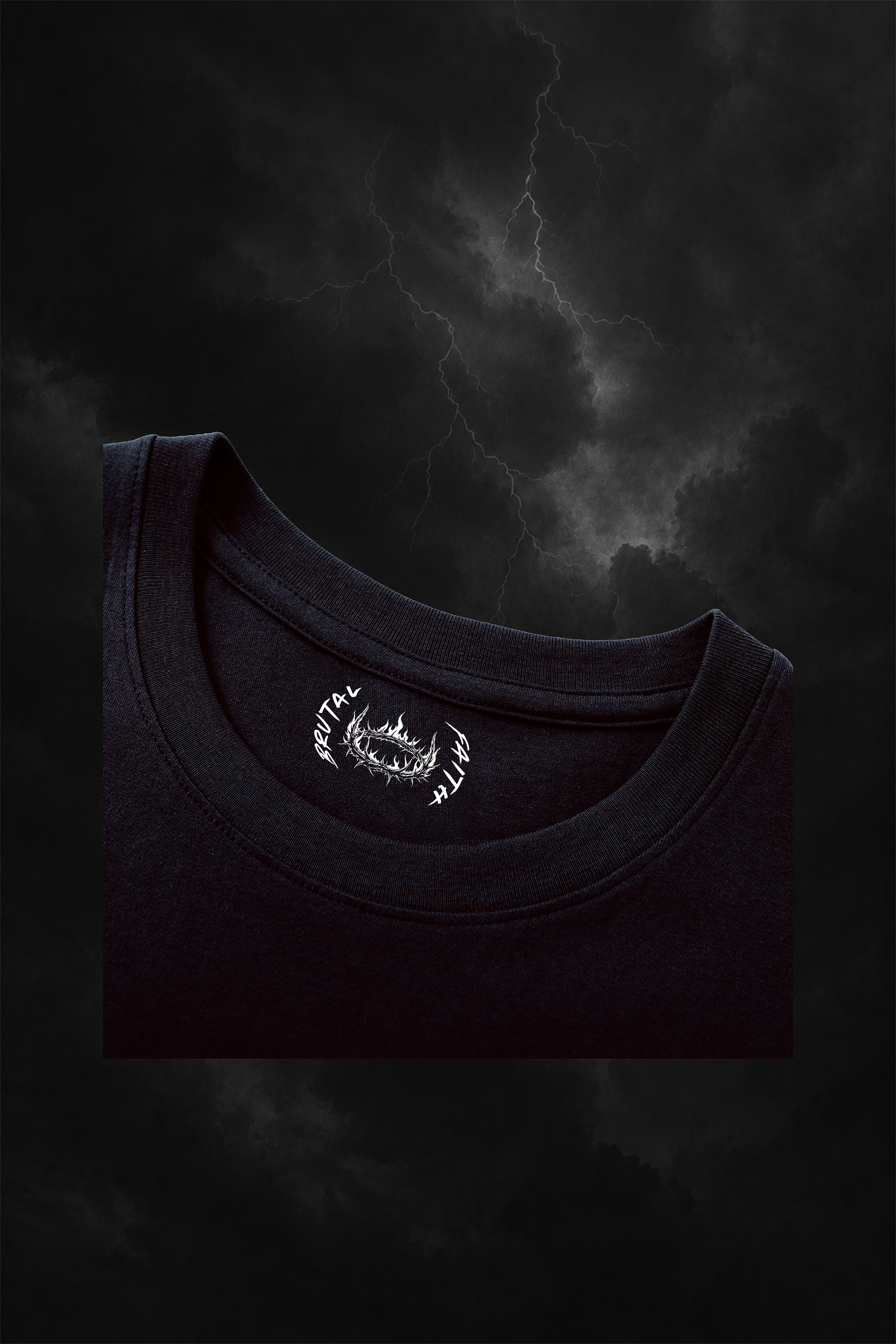 Brutal Faith shirt -black neck label view