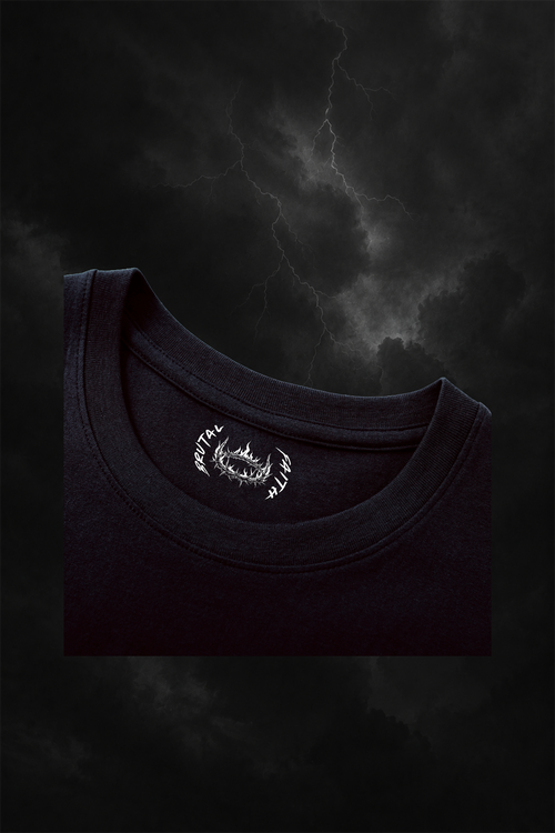 Brutal Faith shirt -black neck label view
